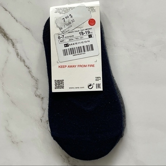 𝅺nwt Zara kids loafer no show socks grey 6-7-add on - Picture 2 of 2